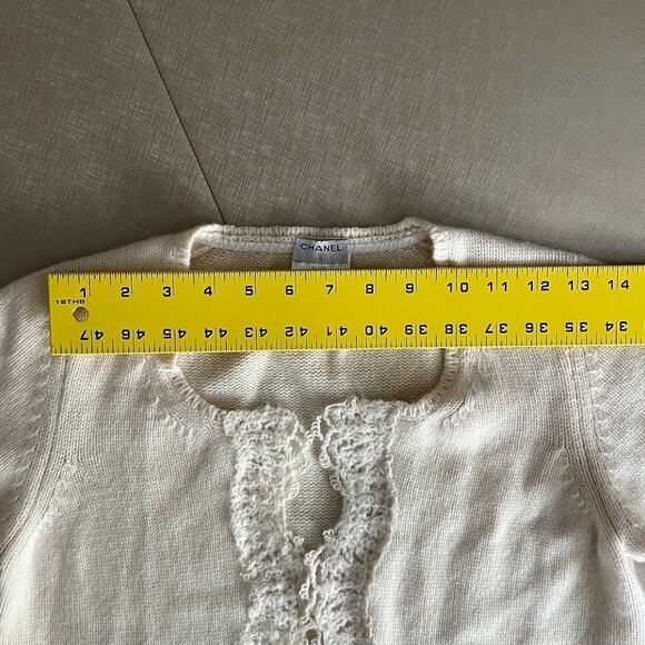 2006 Chanel Knit Cashmere Lace Cream Cardigan - Picture 15 of 15